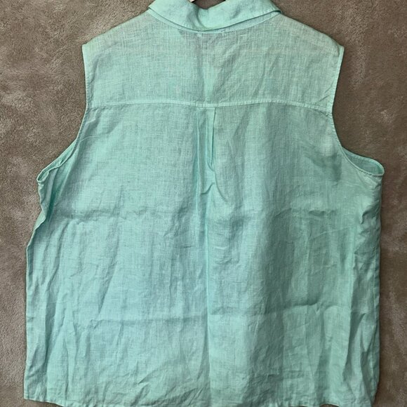 Allen Allen Mint Green Linen Sleeveless Top Womens 3X, 56" Chest - Picture 7 of 11